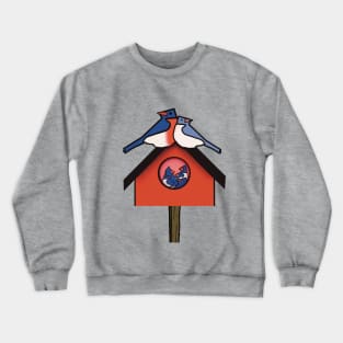 Bluebirds in birdhouse Crewneck Sweatshirt